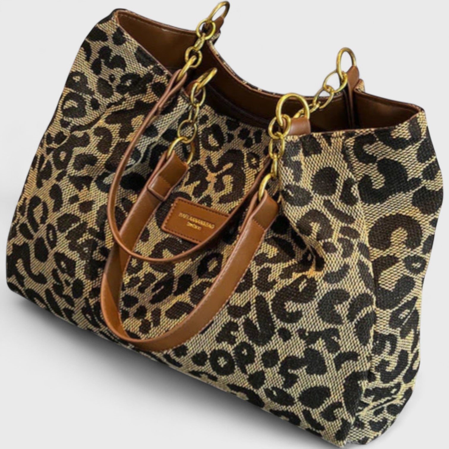 Naria™ | Bolsa de Compras Elegante de Lona de Leopardo
