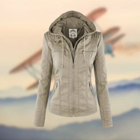 Ramia™ | Chaqueta de Cuero con Capucha
