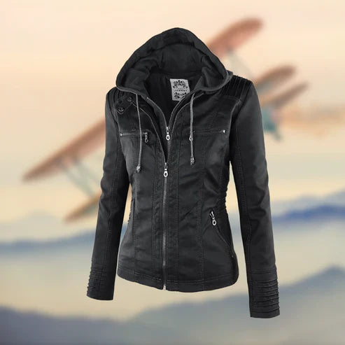 Ramia™ | Chaqueta de Cuero con Capucha