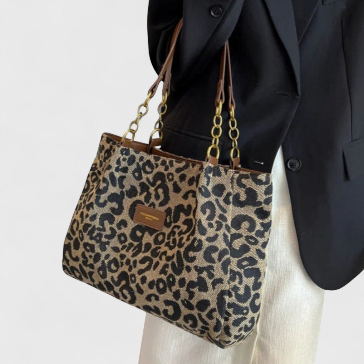 Naria™ | Bolsa de Compras Elegante de Lona de Leopardo