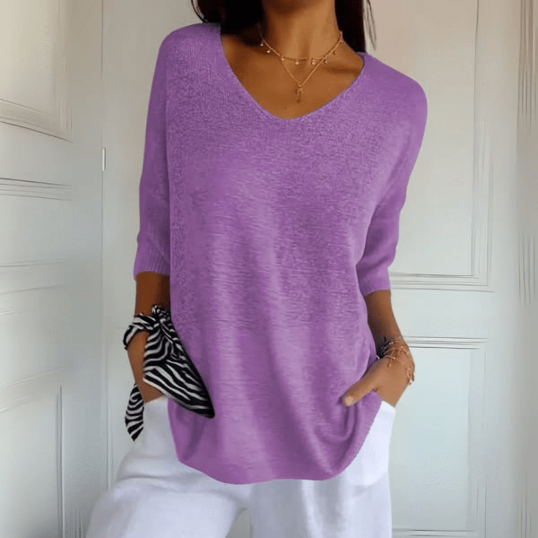 Nea™ | Top V-cuello Elegante en Algodón