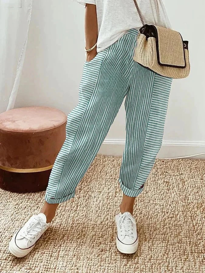 Darine™ | Pantalón Rayado Elegante de Lino