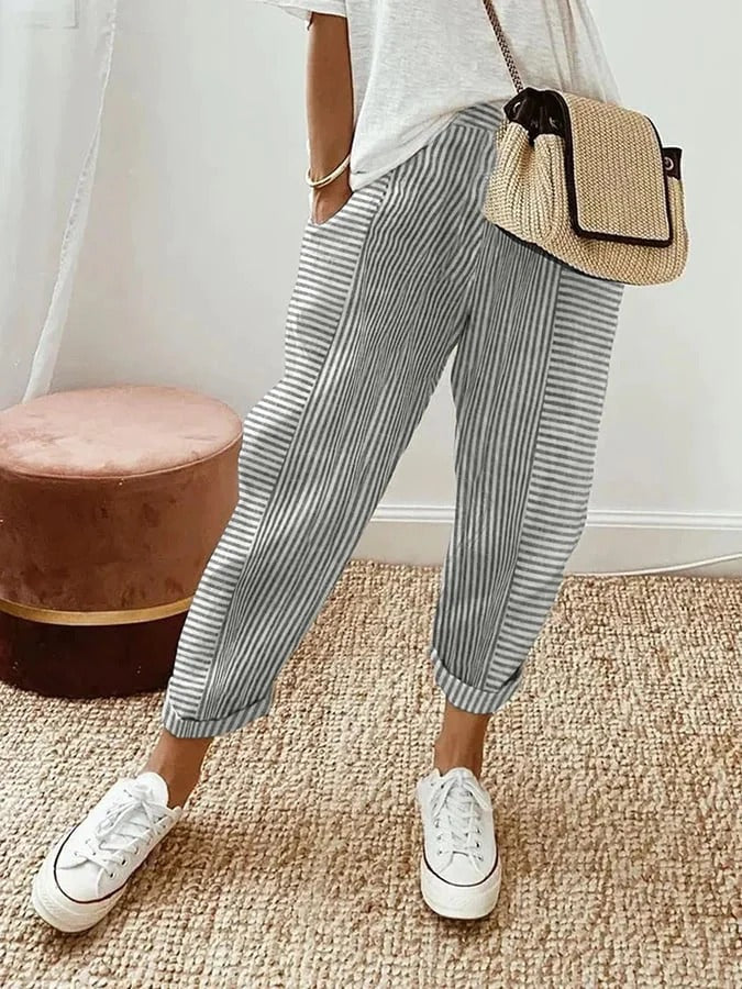Darine™ | Pantalón Rayado Elegante de Lino
