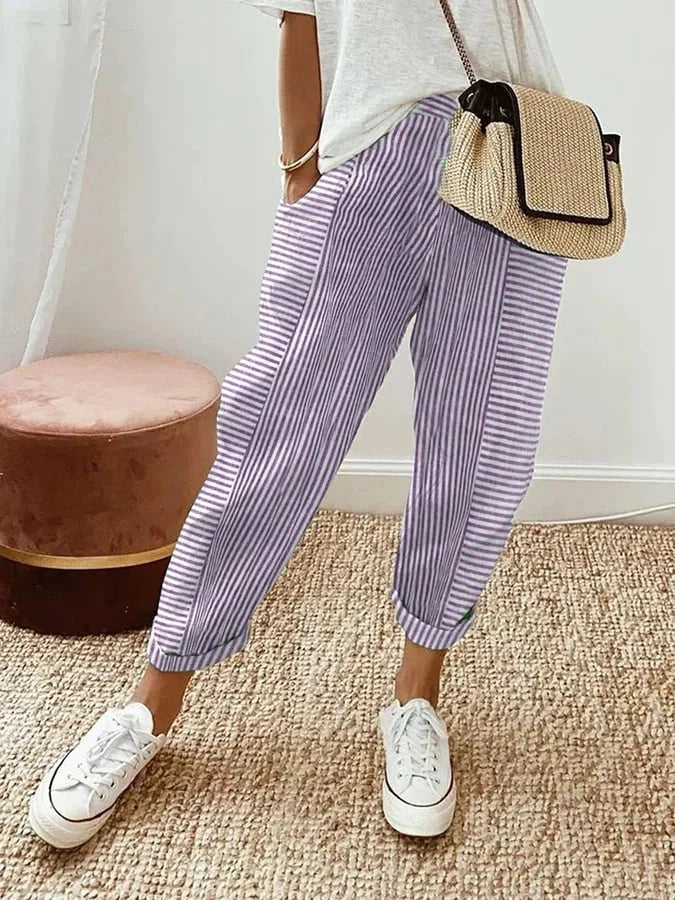 Darine™ | Pantalón Rayado Elegante de Lino