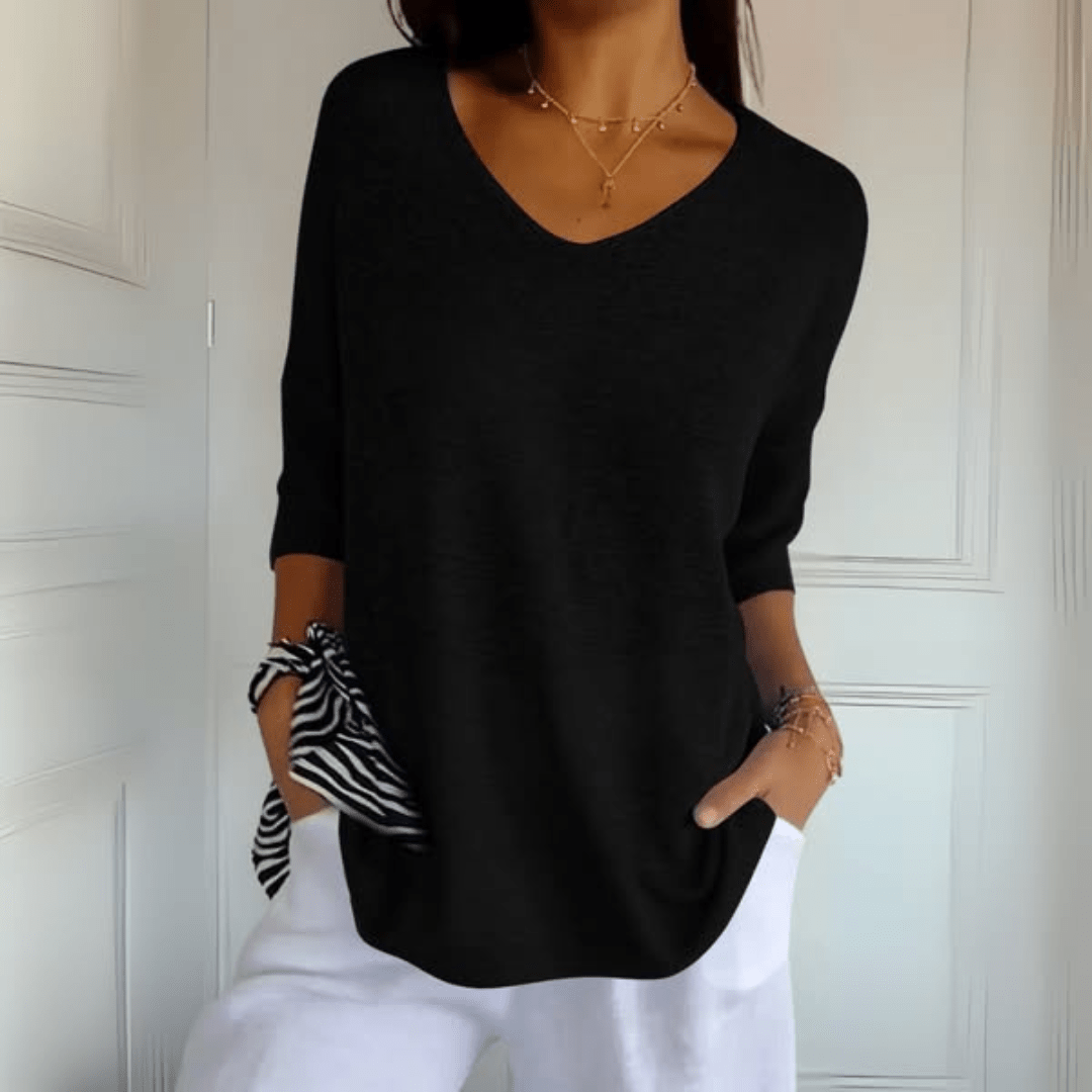 Nea™ | Top V-cuello Elegante en Algodón