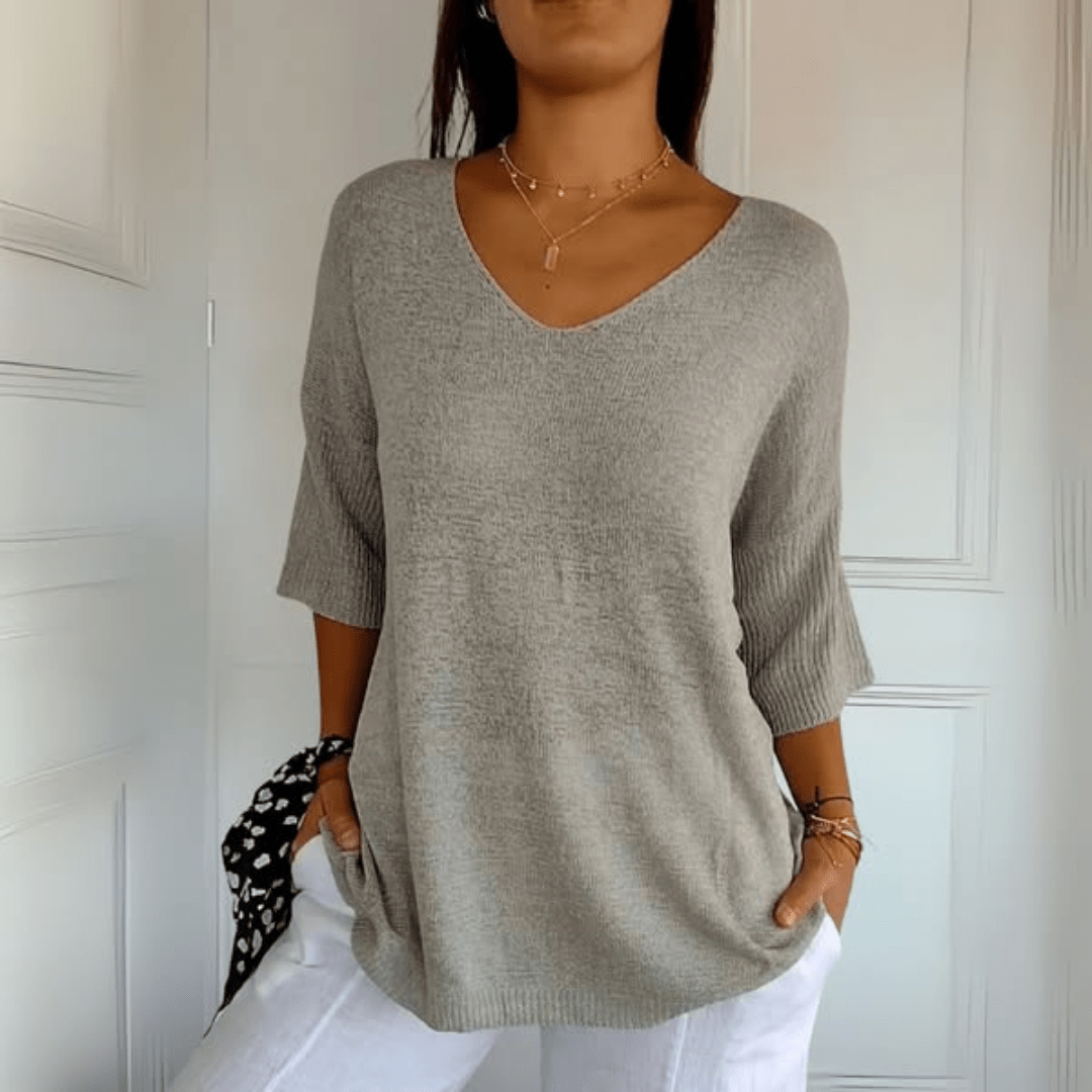 Nea™ | Top V-cuello Elegante en Algodón