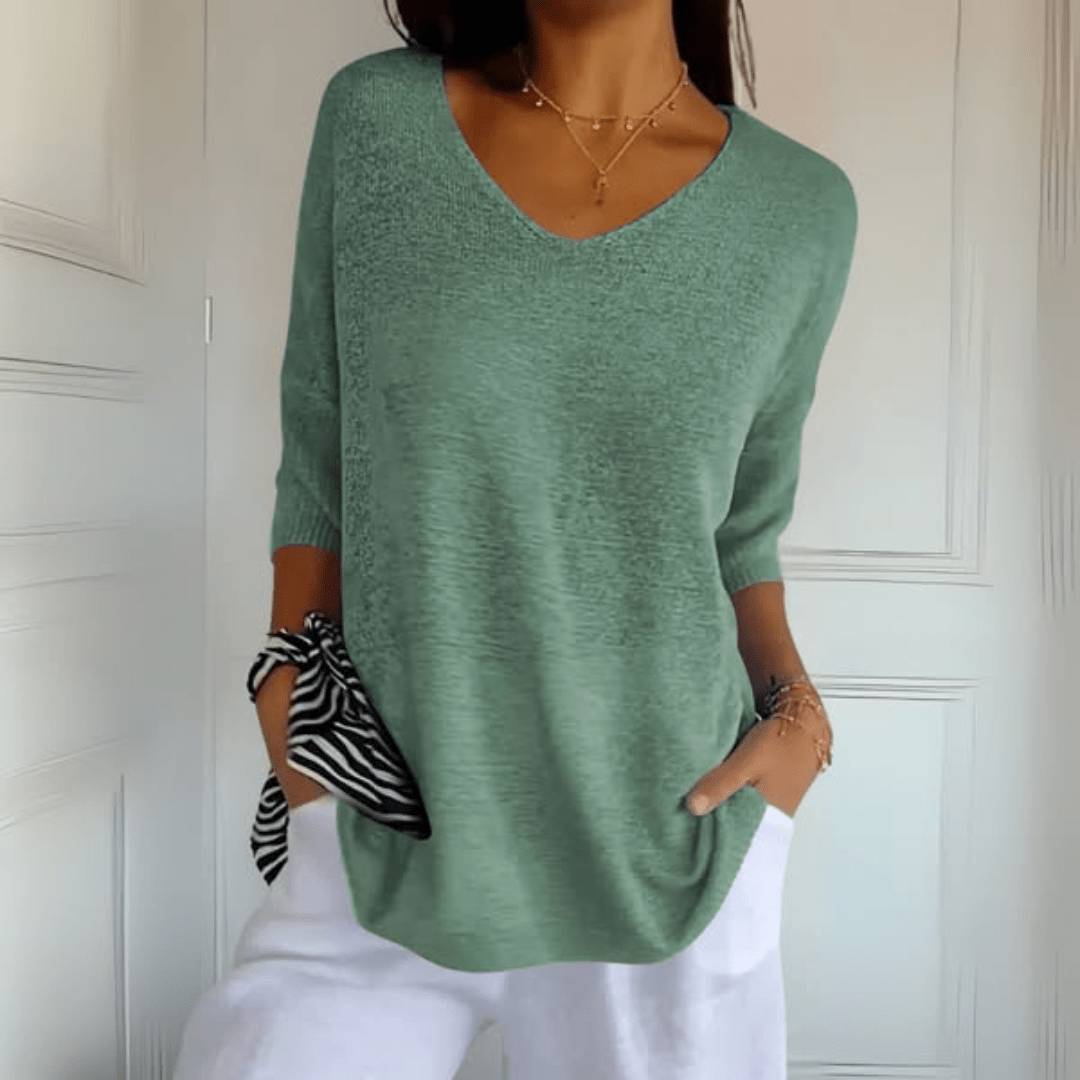 Nea™ | Top V-cuello Elegante en Algodón