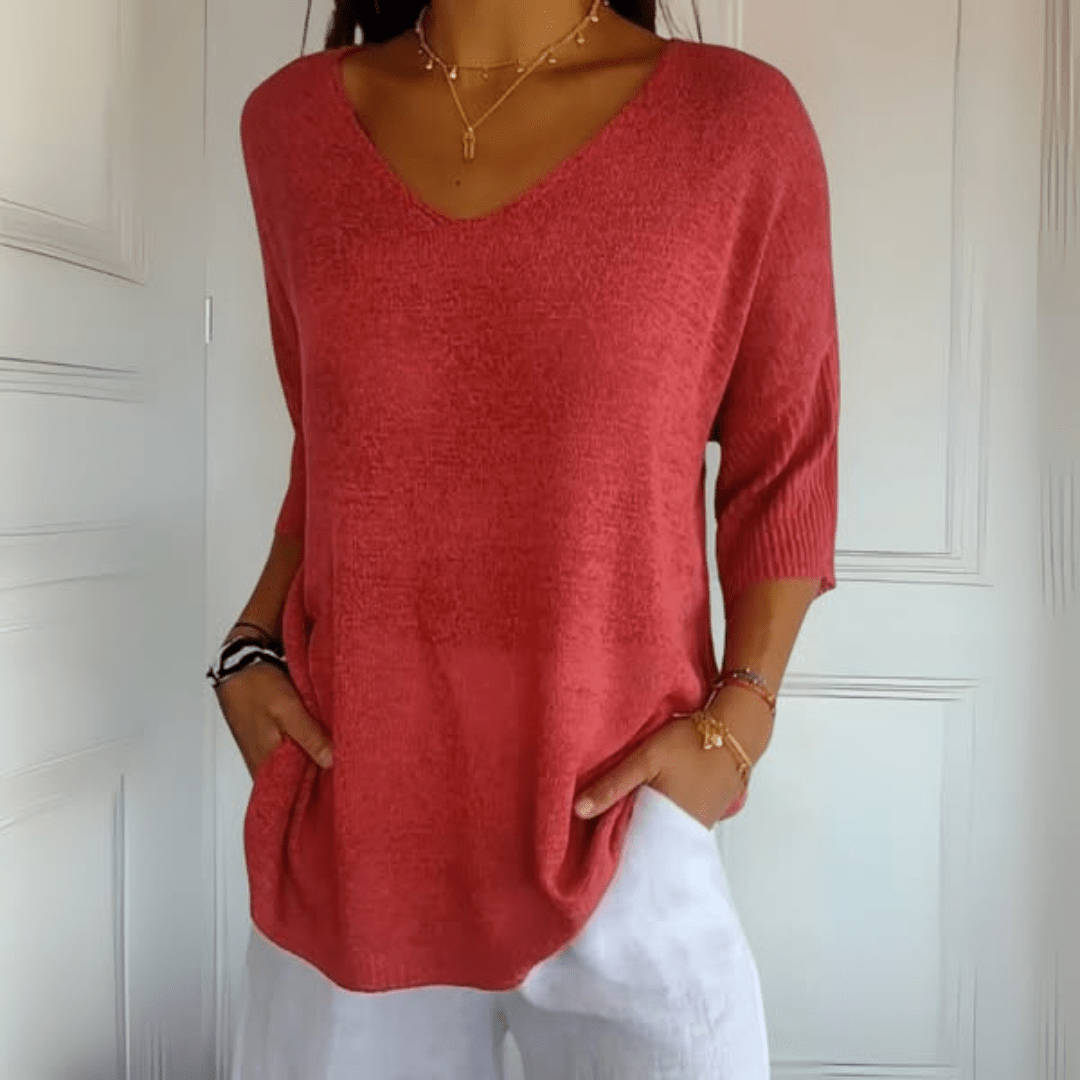 Nea™ | Top V-cuello Elegante en Algodón