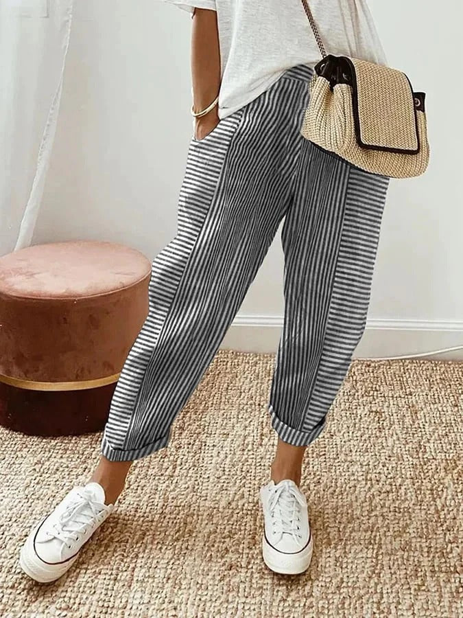 Darine™ | Pantalón Rayado Elegante de Lino