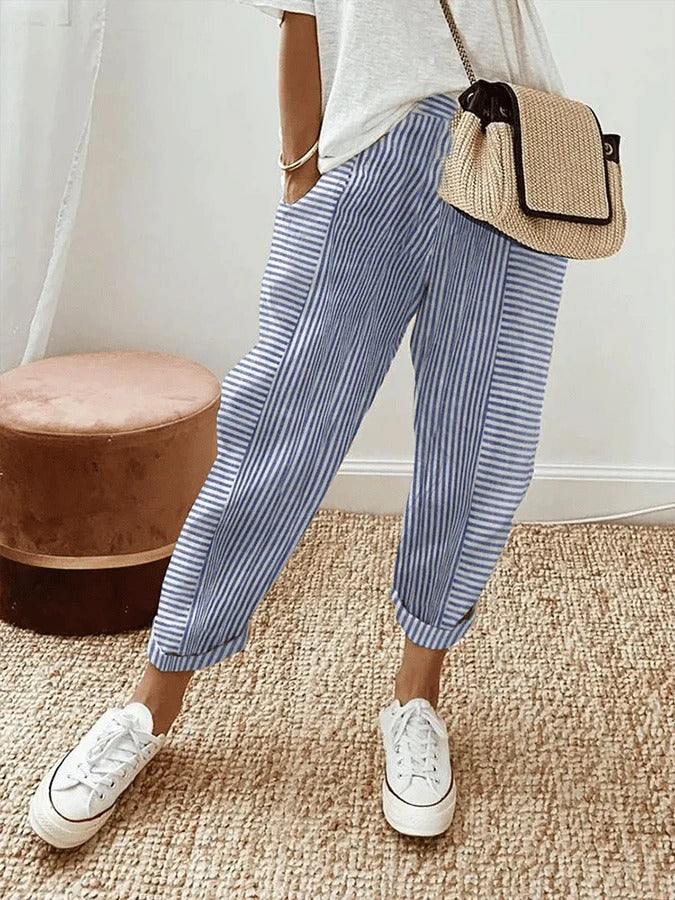 Darine™ | Pantalón Rayado Elegante de Lino
