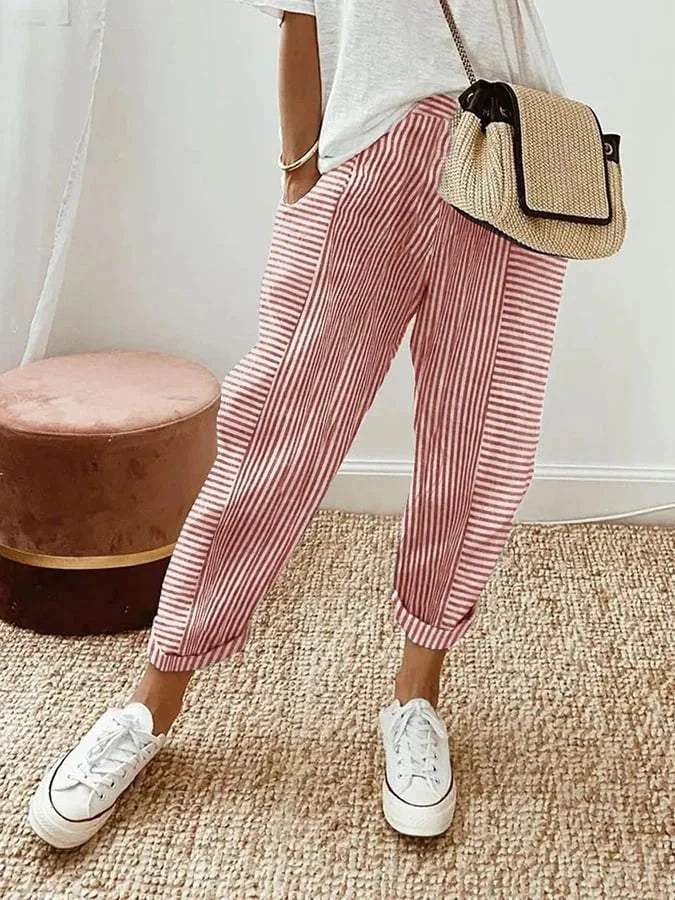 Darine™ | Pantalón Rayado Elegante de Lino